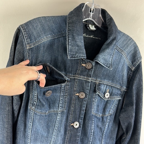 Eddie Bauer Womens Denim Jean Jacket Plus Sz 1X Casual Button Up Casual Pocket - Picture 7 of 15